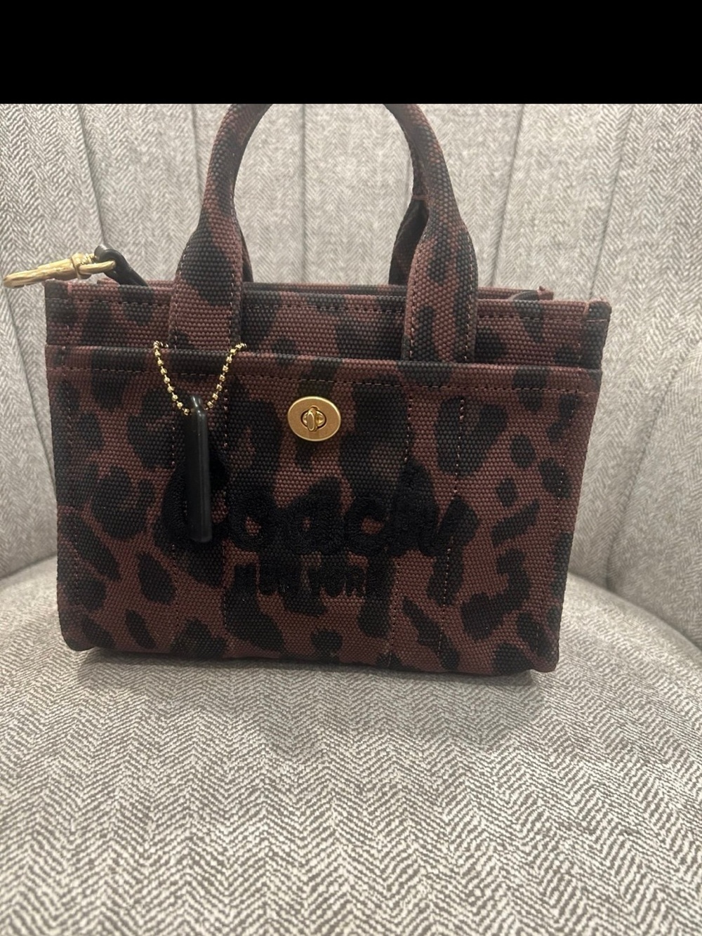 Coach Brown and Black Leopard Print Canvas Tote